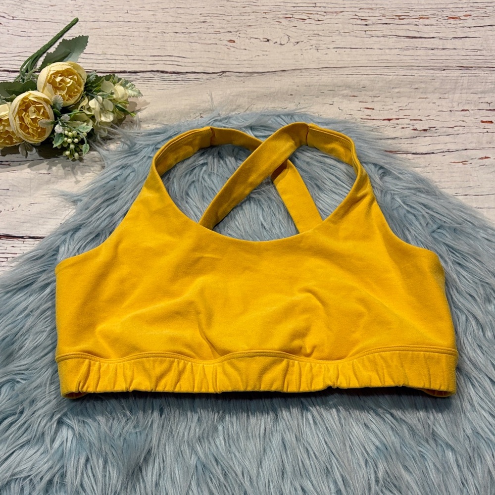 Beyond Yoga Yellow Cross-Back Sports Bra